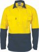 DNC Hi Vis Two Tone Close Front Cotton Drill Shirt - long sleeve Gusset Sleeve