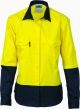 DNC Ladies Hi Vis 2 Tone Cool-Breeze Cotton on Shirt Long Sleeve