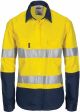 DNC Ladies Hi Vis Two Tone Cool-Breeze Cotton Shirt with 3M Reflective Tape Long sleeve